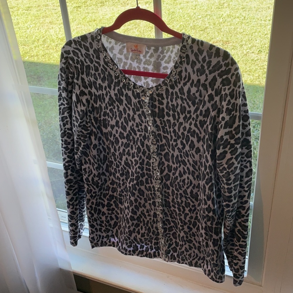 Quacker Factory Button Down Cardigan Bling Sz-Lg - image 2